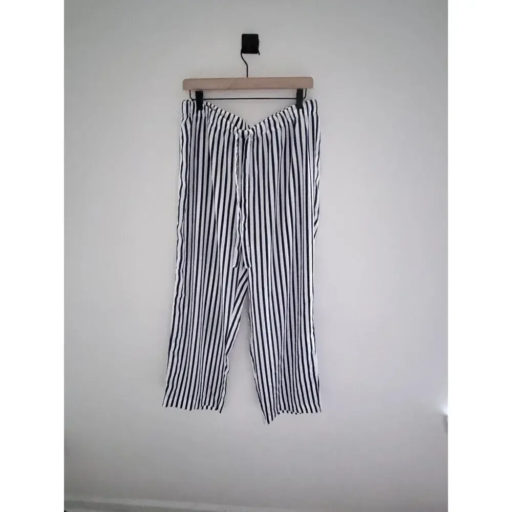 NWT Ann Taylor Blue Navy Night Sky Intimates Mixed Stripe Pajama Set-Size Large
